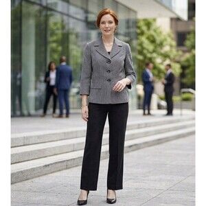 Sweet Suit Women's Size 8 Black Gray Pinstripe Bottom Lightweight Business